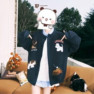 Navy Blue Embroidered Jean Jacket